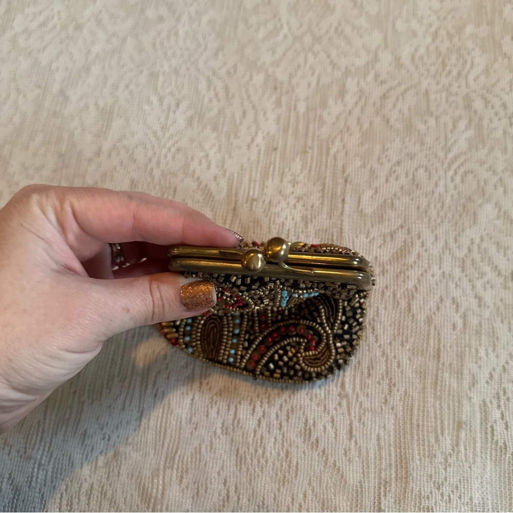 David Jeffrey beaded kiss lock coin purse - Picture 2 of 7